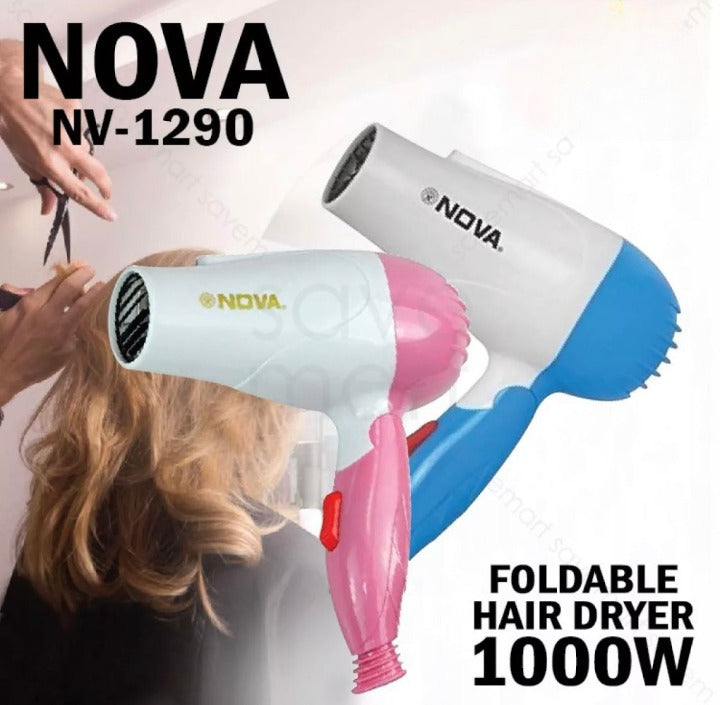 NOVA ELECTRIC FOLDABLE TRAVELLING COMPACT FASHION HAIR DRYER NV-1290 (Product Description:
New generation compact hair dryer with a modern and elegant design the 2800 professional hair dryer best choice for a salon. For salon or familyNOVA ELECTRIC FOLDABLE TRAVELLING COMPACT FASHION HAIR DRYER NV-1290 (RANDOM COLOR) Regular price