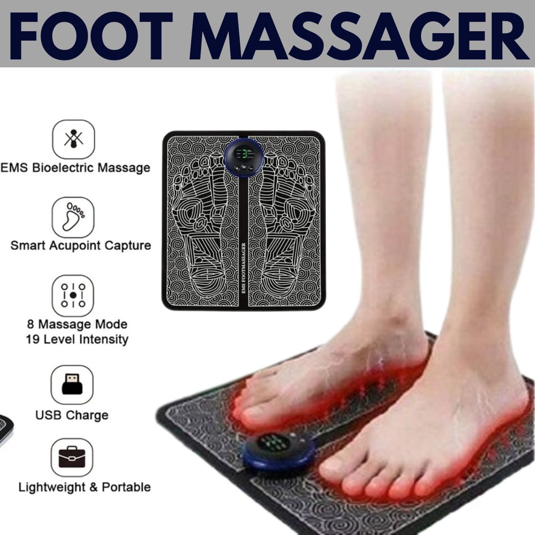EMS Foot MassagerThe massager adopts low frequency pulse technology (EMS) to stimulate foot, ankle and calf muscle, which helps promote blood circulation and relax your body.

SoothiEMS Foot Massager